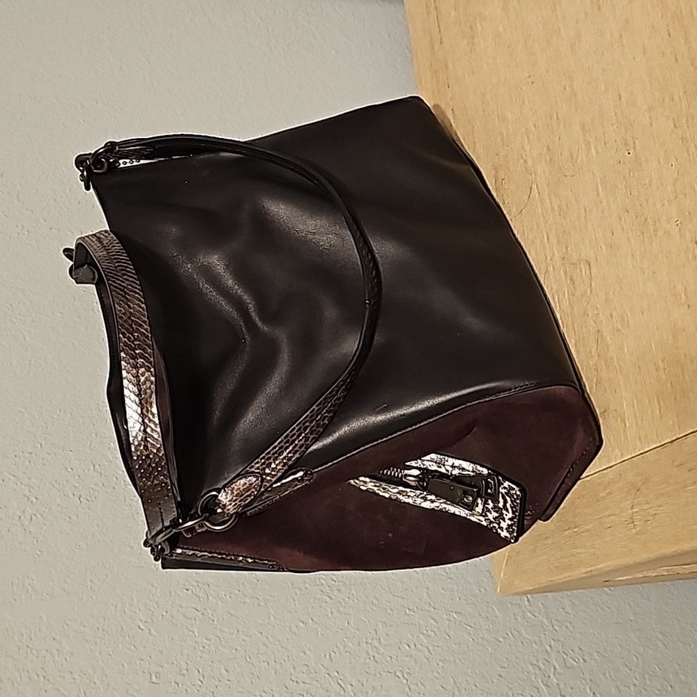 Burgundy Coach Purse with Snakeskin Detail